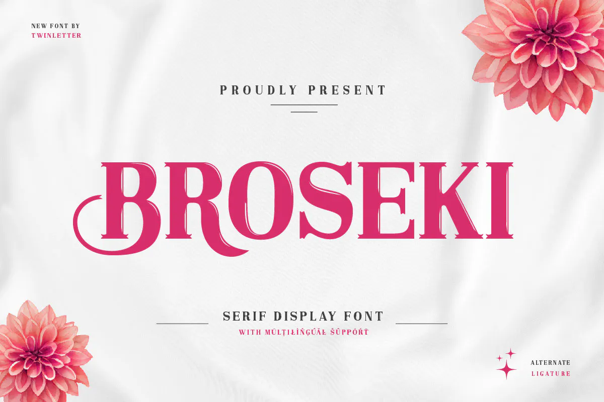 优雅奢华商品海报设计英文衬线字体 - Broseki Serif Display Font第1张