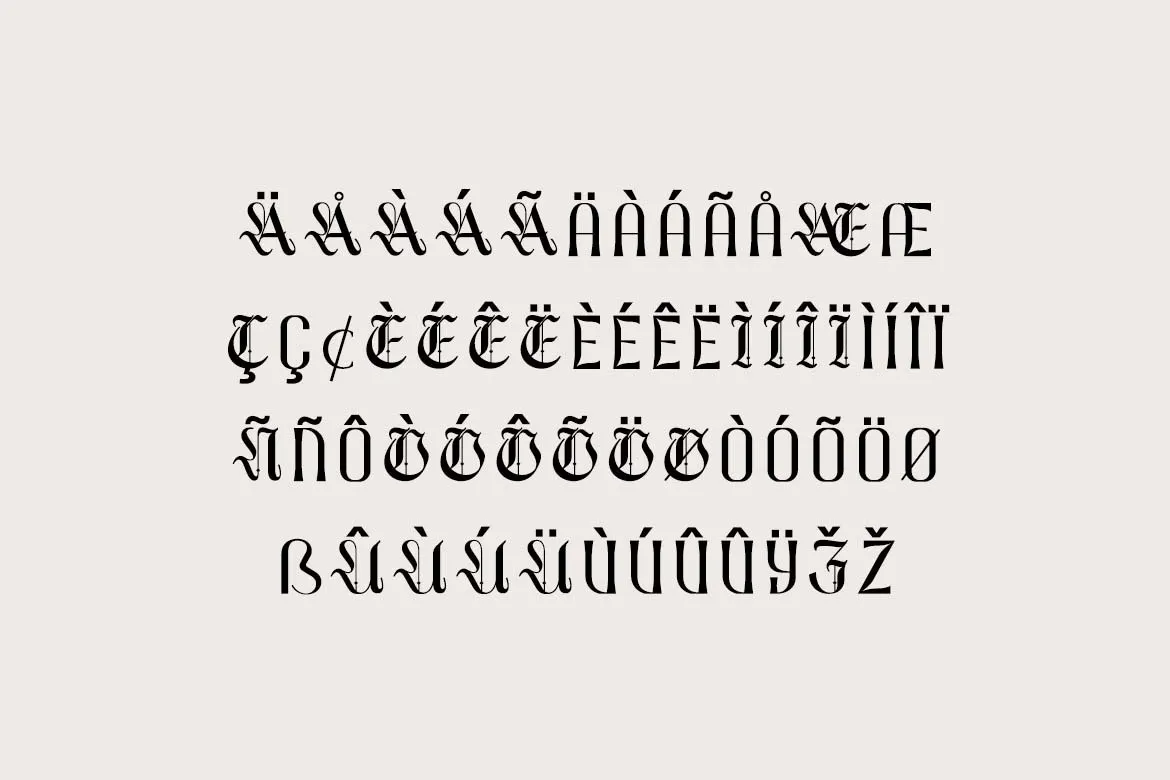 街头艺术与哥特式排版融合的英文字体 - Grumbled Blackletter Font第9张