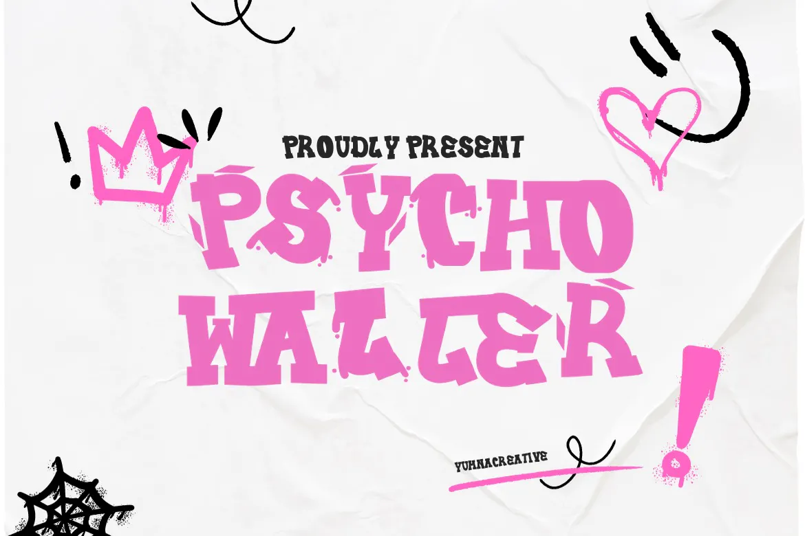 精致优雅的英文手写涂鸦字体 - Psycho Waller第1张