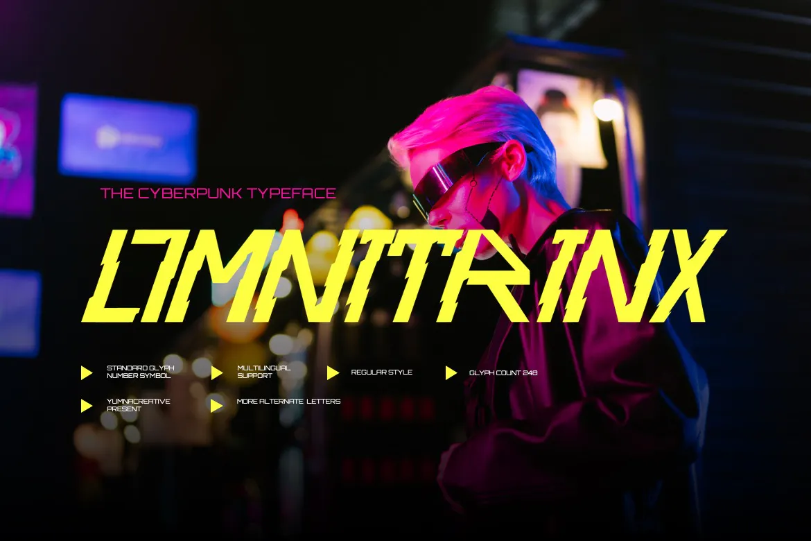 精致优雅流畅赛博朋克风英文装饰字体 - Omnitrinx第1张